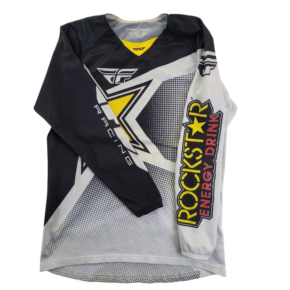 Fly Racing Black Rockstar Energy Kinetic Jersey Large Motocross Dirt Bike Moto L